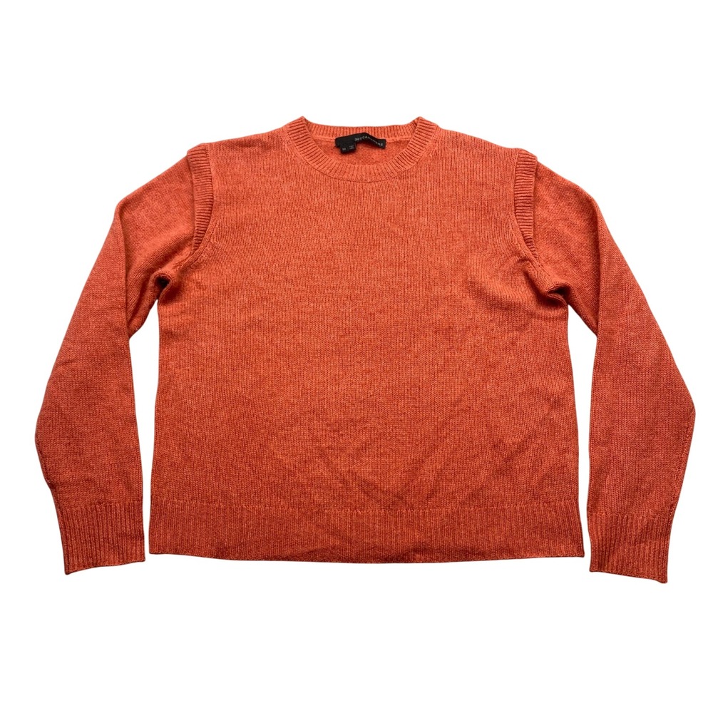 360Cashmere Womens Cashmere Crewneck Sweater Burnt Orange Medium Boho Preppy